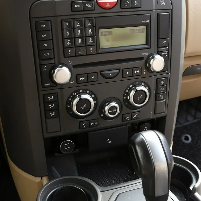 ABS Silver Car Center Air Conditioning Volume Knob Cover For Land Rover Range Rover Sport L320 2005-08 Discovery 3 LR3 2004-2009
