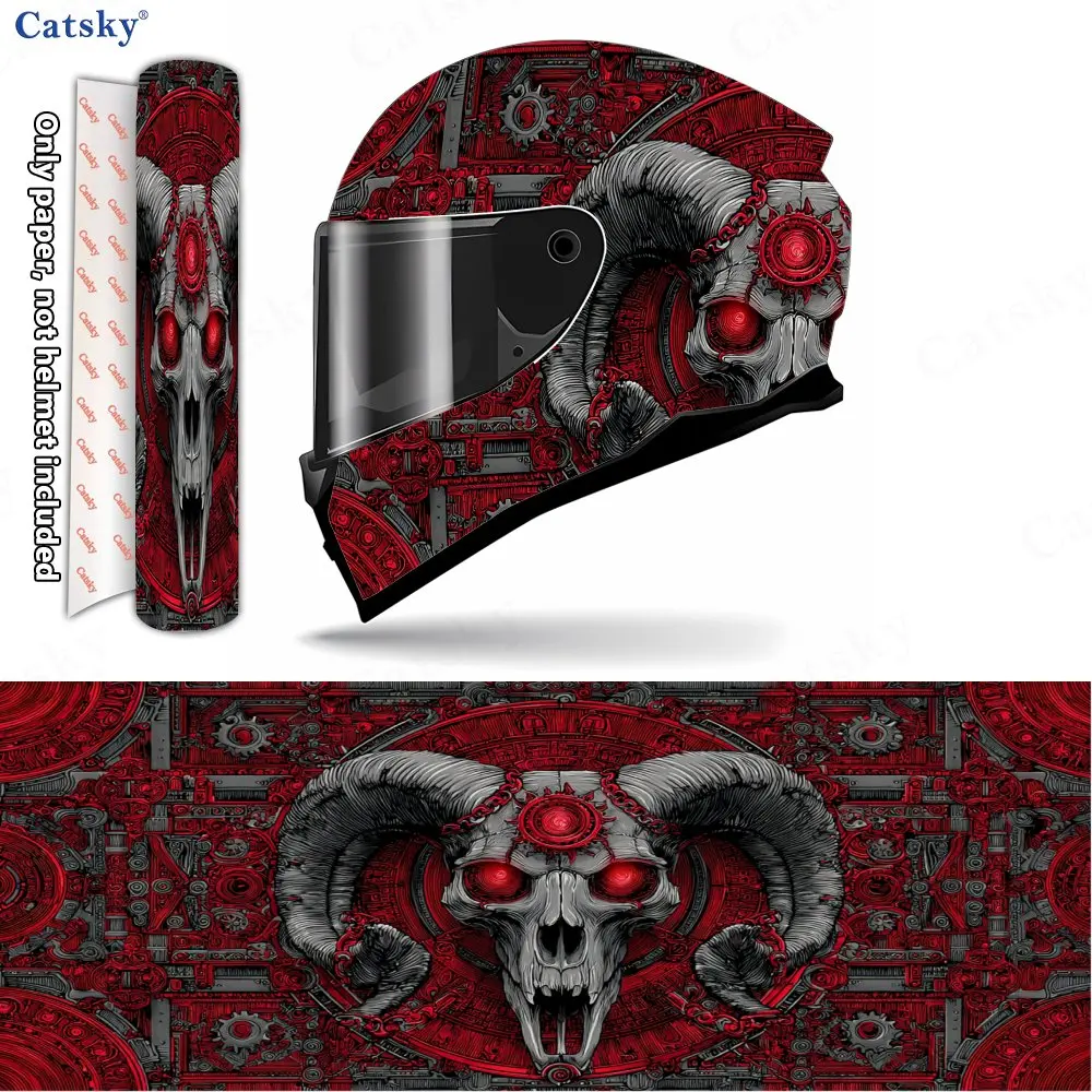 Red-eyed Goat Head Print Helmet stickers , PVC Material Multifunctional Helmet Stickers, Scratch-Resistant & Fade-Proof, Easy to