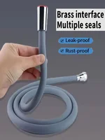 New 1.5/2/3M Silicone Shower Head Hose Flexible Anti-Winding Pipe High Pressure Powerful Shower Tube Bathroom Faucte Accessories