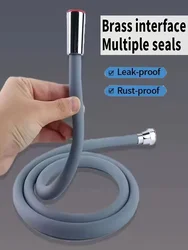 New 1.5/2/3M Silicone Shower Head Hose Flexible Anti-Winding Pipe High Pressure Powerful Shower Tube Bathroom Faucte Accessories