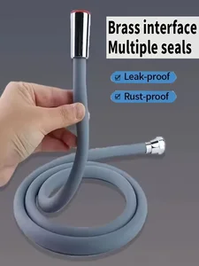 New 1.5/2/3M Silicone Shower Head Hose Flexible Anti-Winding Pipe High Pressure Powerful Shower Tube Bathroom Faucte Accessories