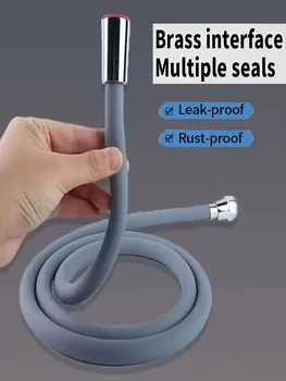 New 1.5/2/3M Silicone Shower Head Hose Flexible Anti-Winding Pipe High Pressure Powerful Shower Tube Bathroom Faucte Accessories