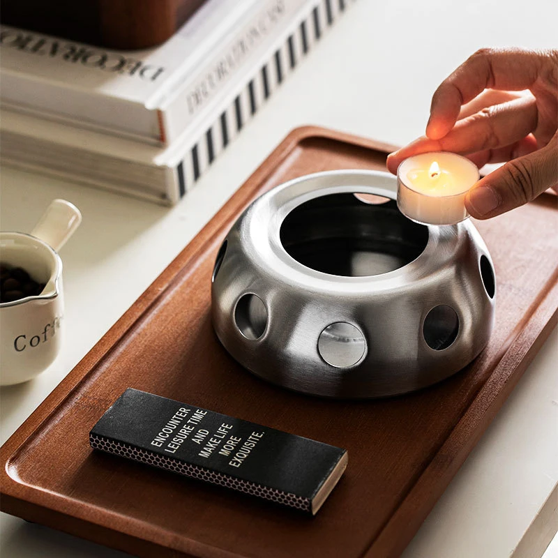 

Stainless Steel Round Base Candle Heater Teapot Warmer for Coffee Milk Tea Cup Holder Home Kitchen Accessory