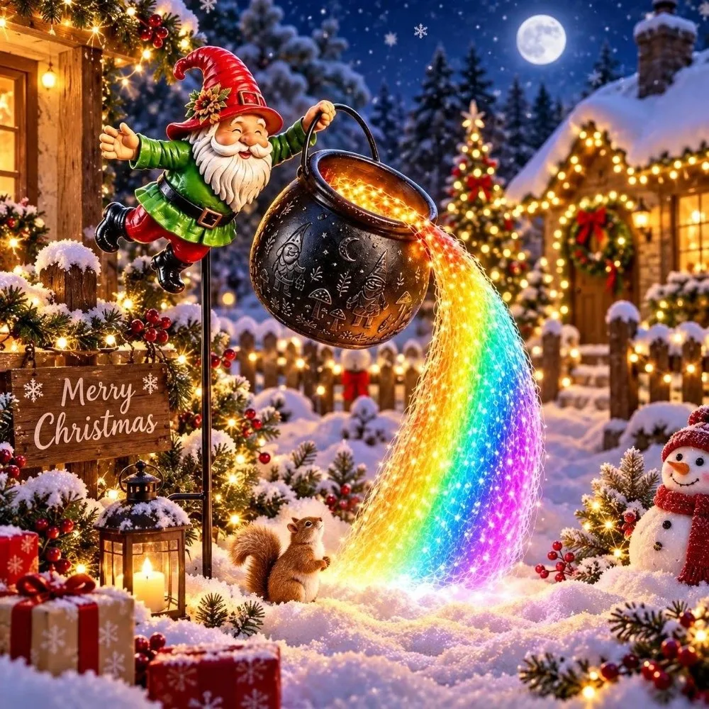LED Christmas Cauldron Garden Light Ground Insert Flowing String Santa Claus Light Creative Funny Garden Hanging Light