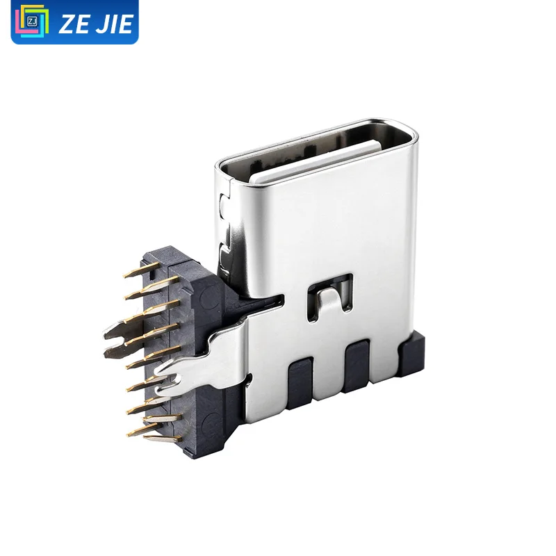 Type-C 16Pin Side Insert Female, Heightened 2.5mm, Length L=10.3mm, CF 16P Side Mount Raised, Short Body 10.3mm