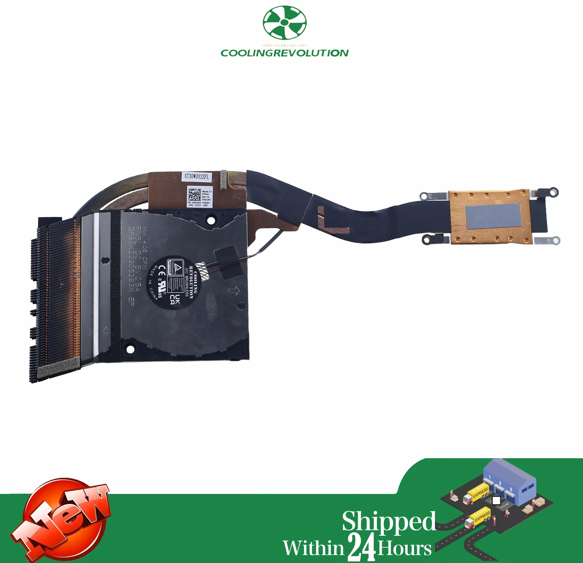 Laptop CPU Heat Sink Fan for DELL Latitude 7520 E7520 05GG6X 5GG6X AT30W002ZFL