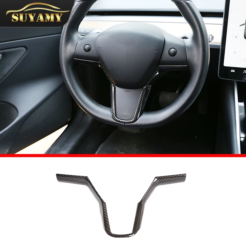 

Наклейка на руль Tesla Model 3 2017-2021 из АБС-углеродного волокна