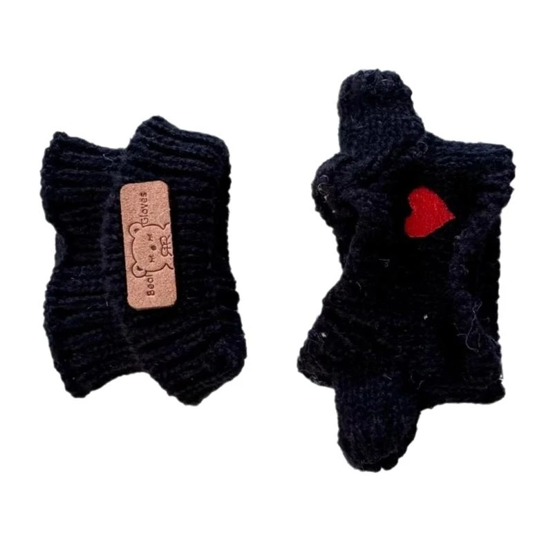 

Outfit Set For 15-17cm Dolls Black Sweater Knitted Hat And Heart Sweater Perfect for Rabbit Collectors