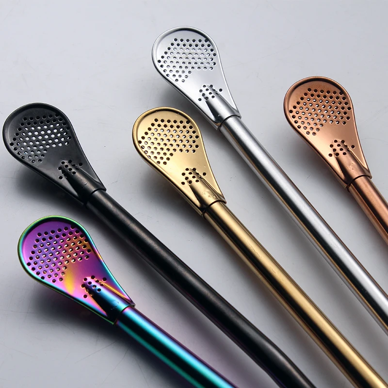 Colorful Stainless Steel Drinking Straws Filter Handmade Yerba Mate Tea Bombilla Gourd Washable Tea Tools Bar Accessories