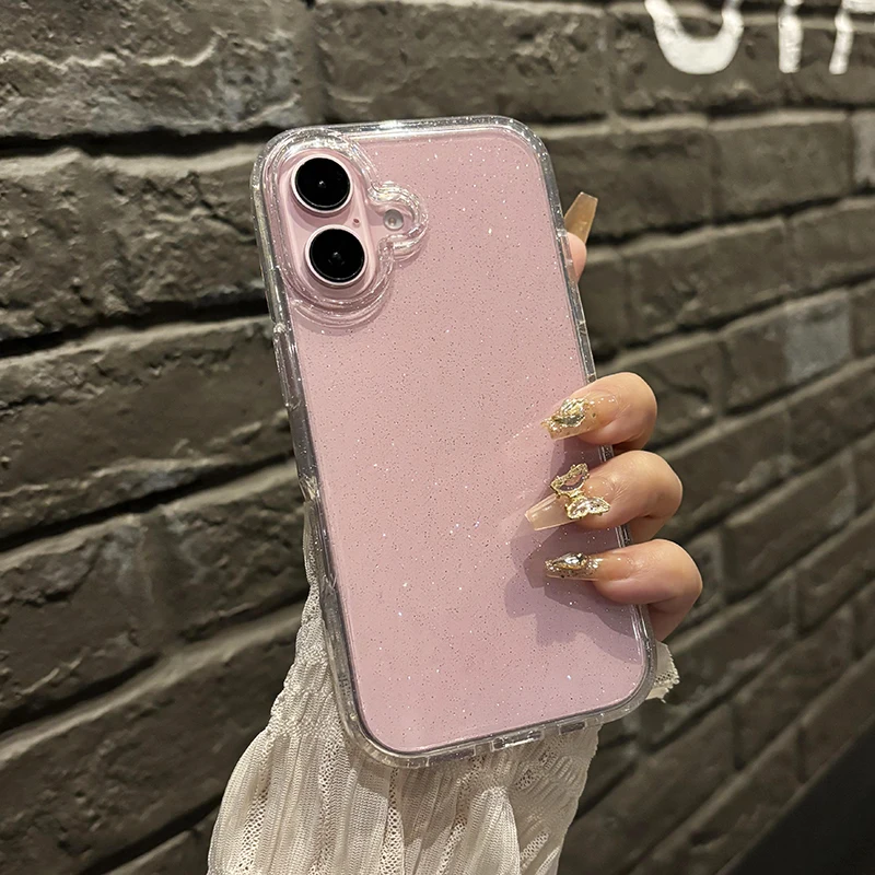 

Luxury Shockproof Bling Glitter Clear Case For iPhone 11 12 13 14 15 16 Pro Max X XR XS 7 8 Plus Transparent Soft Bumper Cover