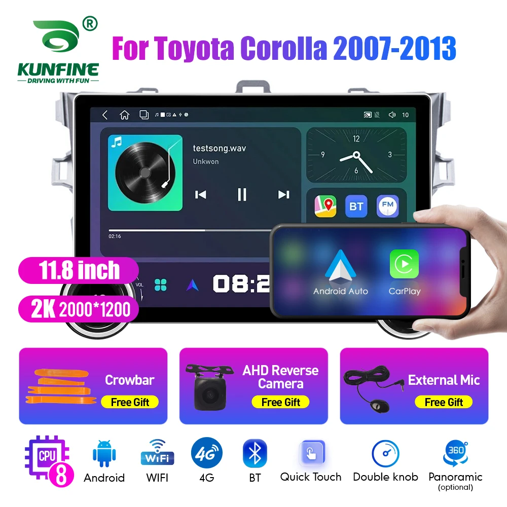 

11.8 Inch 2K Double Knobs 2 Din Car Radio For Honda Corolla 2007-2013 Car Radio DVD Multimedia Video Player Android Auto Carplay