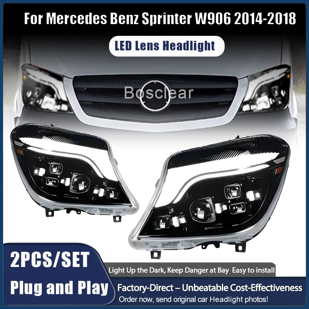 Quad Projector Bi-LED Front Headlamp For Mercedes Sprinter W906 2014-2018 Facelift Sequential Animation LED Headlight Assembly