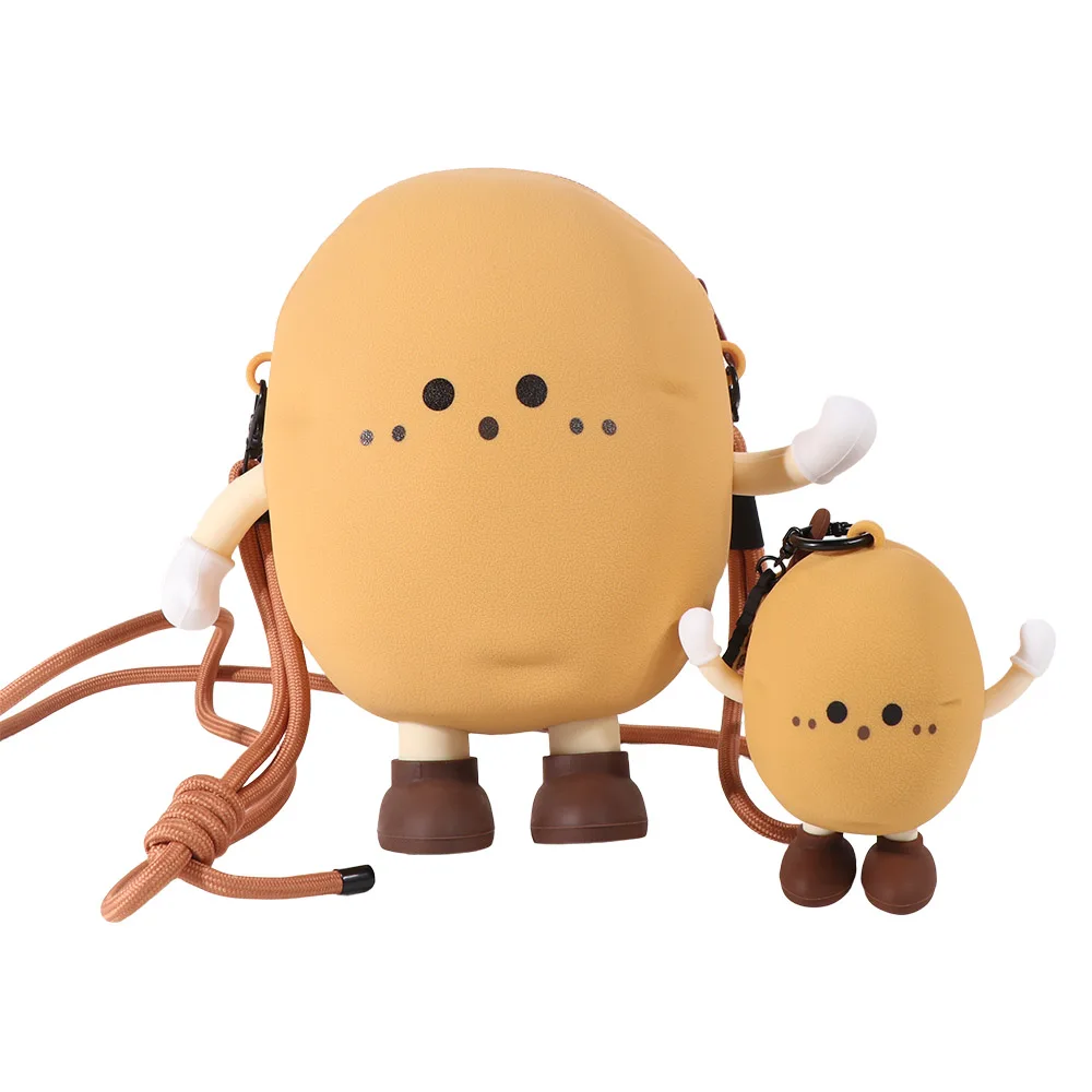 Cute Portable Potato Phone Bag Soft with Zipper Vegetable Coin Purse Crossbody Bag Kawaii Mini Earphone Bag Jewelry