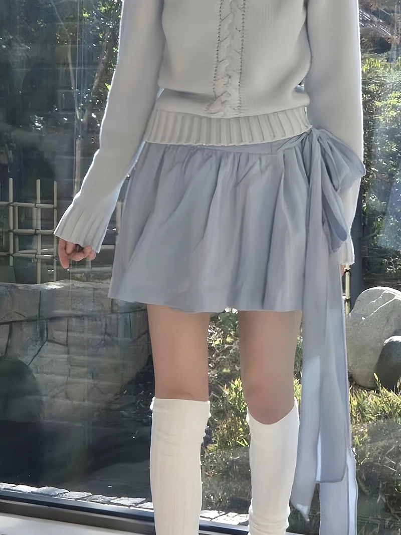 

Легкая повседневная юбка Smoid Design Ballet Sle А-силуэта, однотонная, асимметричная, с завязками на талии, летняя коллекция