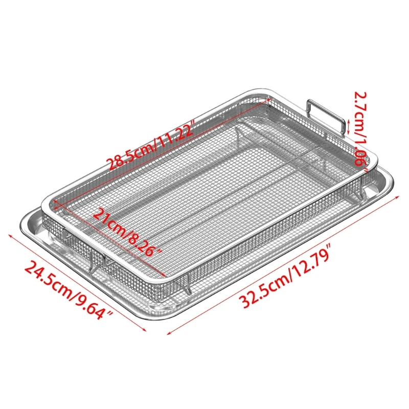 مقلاة هوائية من الفولاذ المقاوم للصدأ وسلة تقطيع وصينية مجموعة طهي صحي للبطاطس المقلية دروبشيب