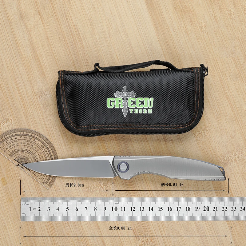 Imagem -02 - Green Plum Lee Folding Knife Ferramenta Edc Tc4 Titânio 3d Handle Frutas Camping ao ar Livre M390 Lâmina