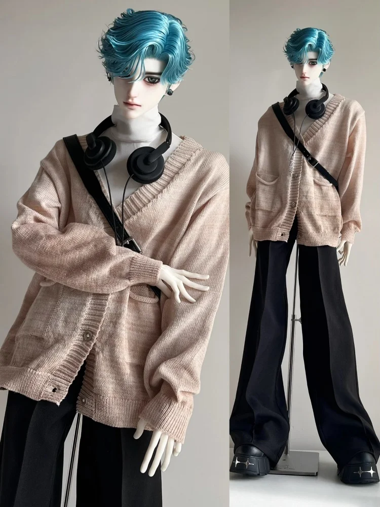 Ubranka dla lalek BJD dla lalek ID75 Zielono-czarny sweter kardigan Akcesoria dla lalek (Tylko sweter, bez lalki)