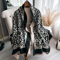 Designer brand Leopard  luxury Bohemia Imitation Pashmina Thickened 2024 autumn and winter new scarf shawl