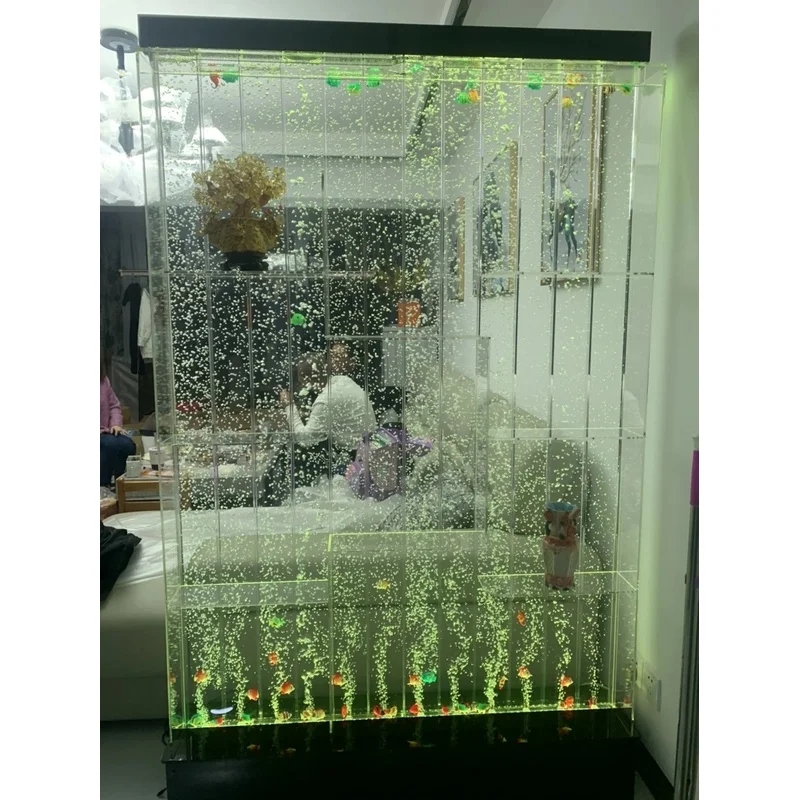 custom.Rectangle Large Acrylic Plastic Customized Size Fish Aquarium Decorative LED Lighting Flowing Curtain Wall Mode