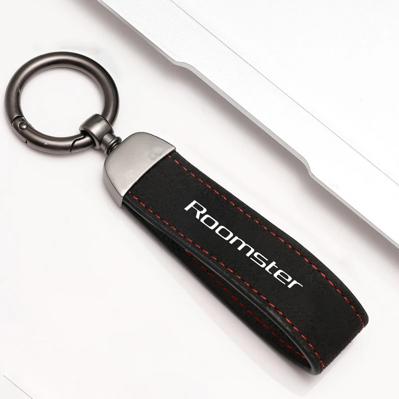 Suede Car Keychain Pendant Jewelry Keyring Men Gift For Skoda Octavia Fabia Rapid Superb Karoq Kodiaq Scala Kamiq Roomster Enyaq