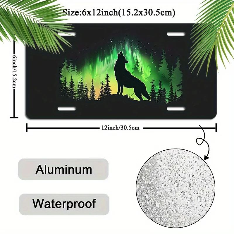 2D Flat Plane Designed for Decorative Purposes,Sign,Depicting a Scene  Aurora Wolf,Using UV Ink to Prevent Fading,Suitable for