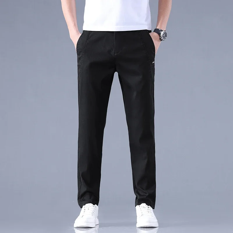 

Спортивные охлаждающие повседневные дышащие походные эластичные брюки, быстросохнущие спортивные штаны, мужские легкие активные тонкие спортивные штаны из ледяного шелка