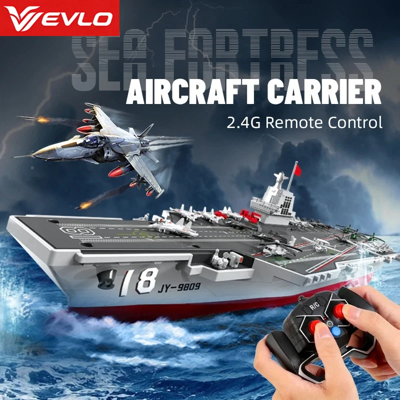 

VEVLO New 2.4G RC Aircraft Carrier Warship Model High Speed Electric Speedboat Kids RC Ship Toy Boys Christmas Gift