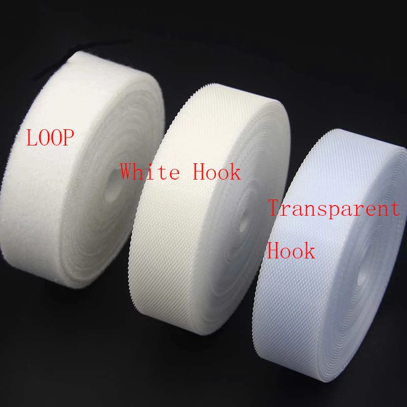 20/25/50mm Black White Transparent Hook loop tape Super Soft Baby Diaper DIY Clothing Self Adhesive Fastener Tape No Glue