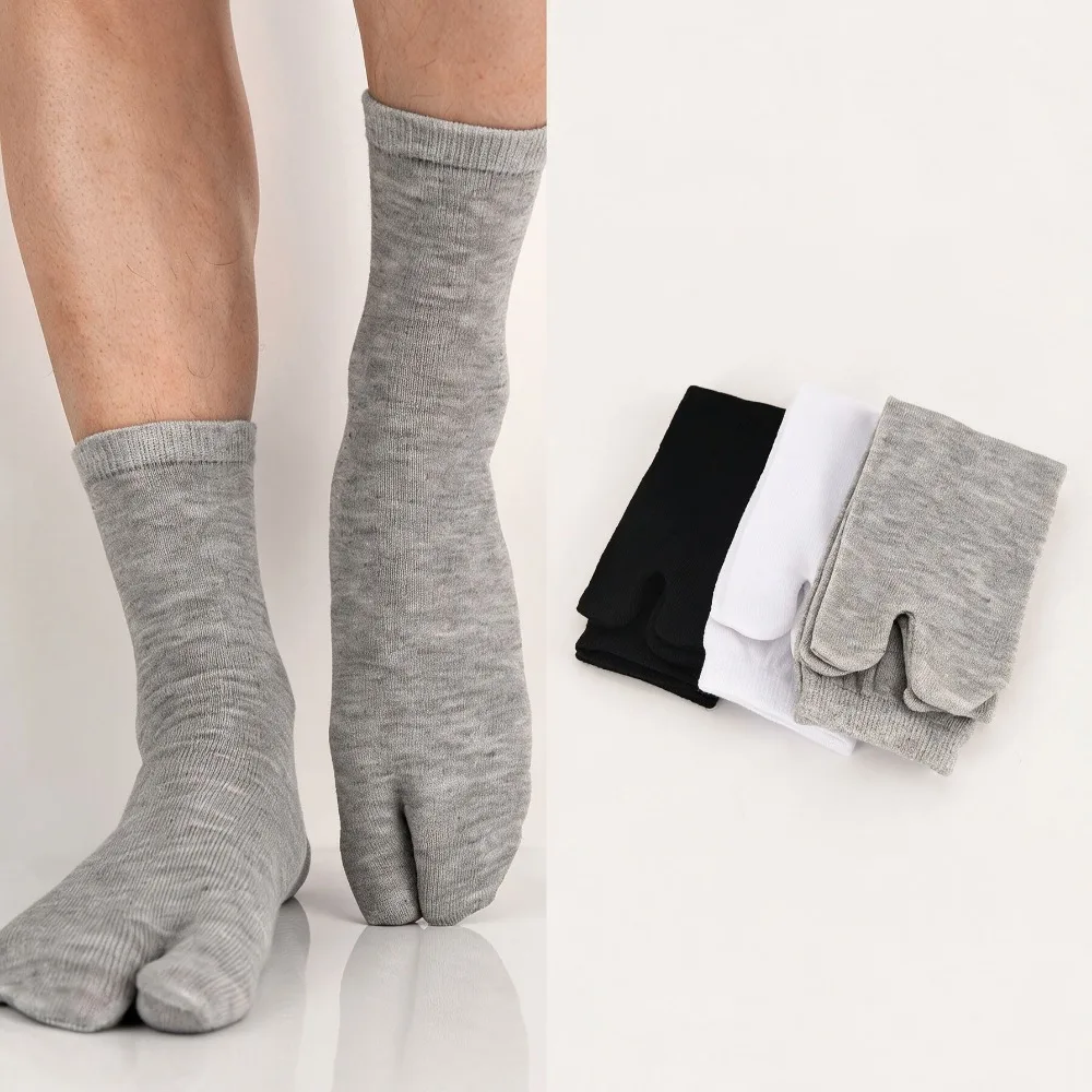 1 Pairs Japanese Style Tabi Socks Cotton Solid Color Split Toe Mid Calf Thin Breathable Sweat Wicking Anti Odor