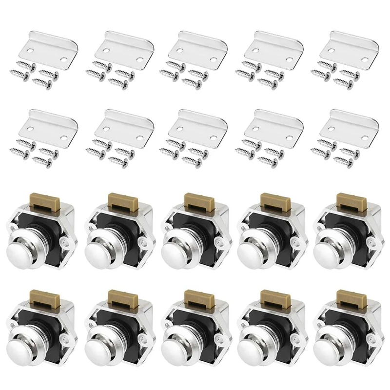 

10Pcs Car Push Lock Diameter 20Mm RV Caravan Boat Motor Home Cabinet Drawer Latch Button Locks For Furniture Hardware