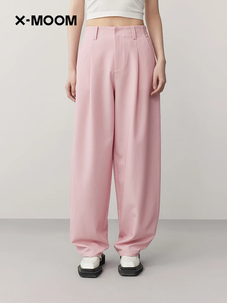 

XMOOM Summer New Style Women's Casual Trousers Natural Waist Rubber Band Carrot Shape Weave Polyester Fiber Long Pants