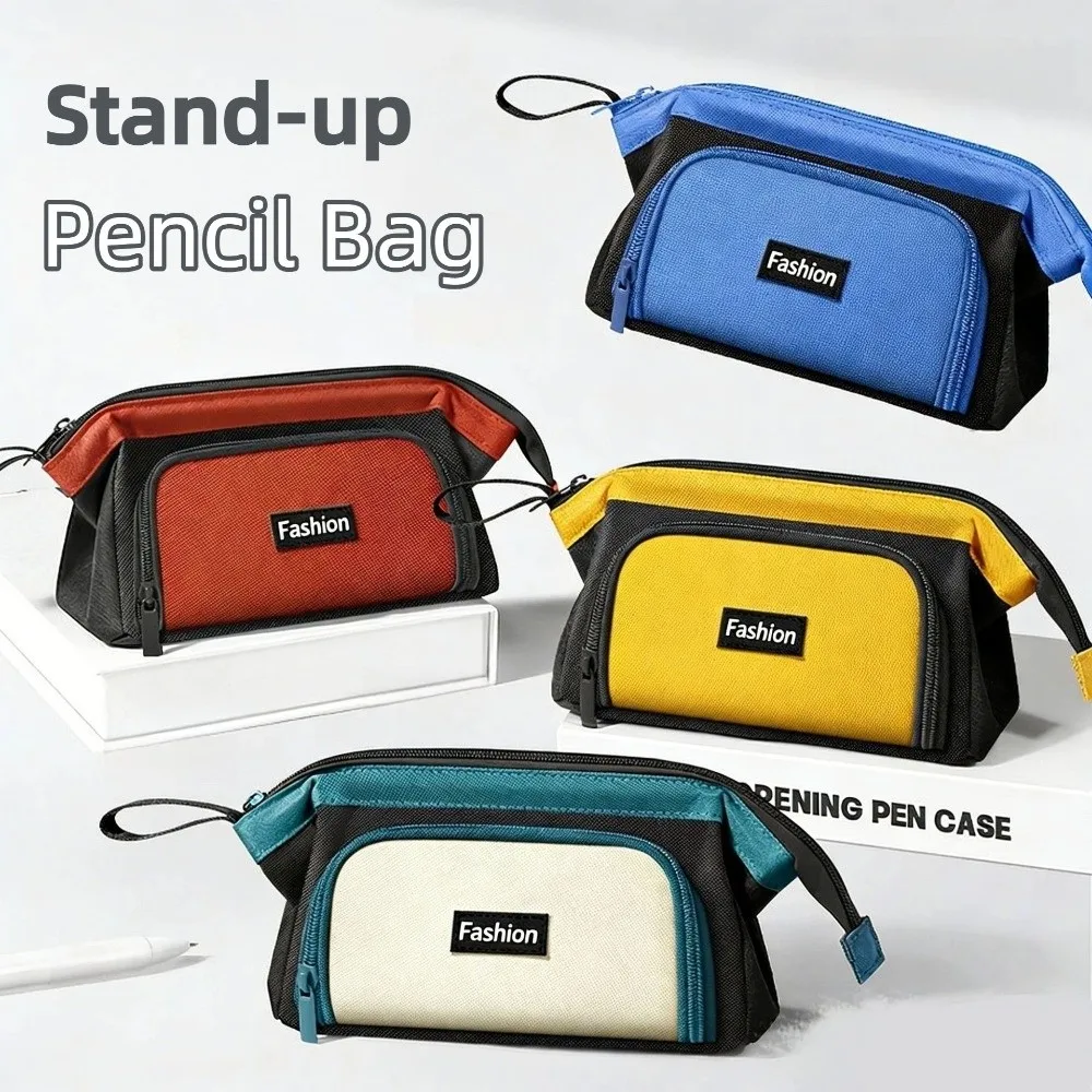 New Stand Up Design Pencil Bag Waterproof Multi-Layer Pencil Case Oxford Cloth Large Capacity Pen Storage Bag School Supplies