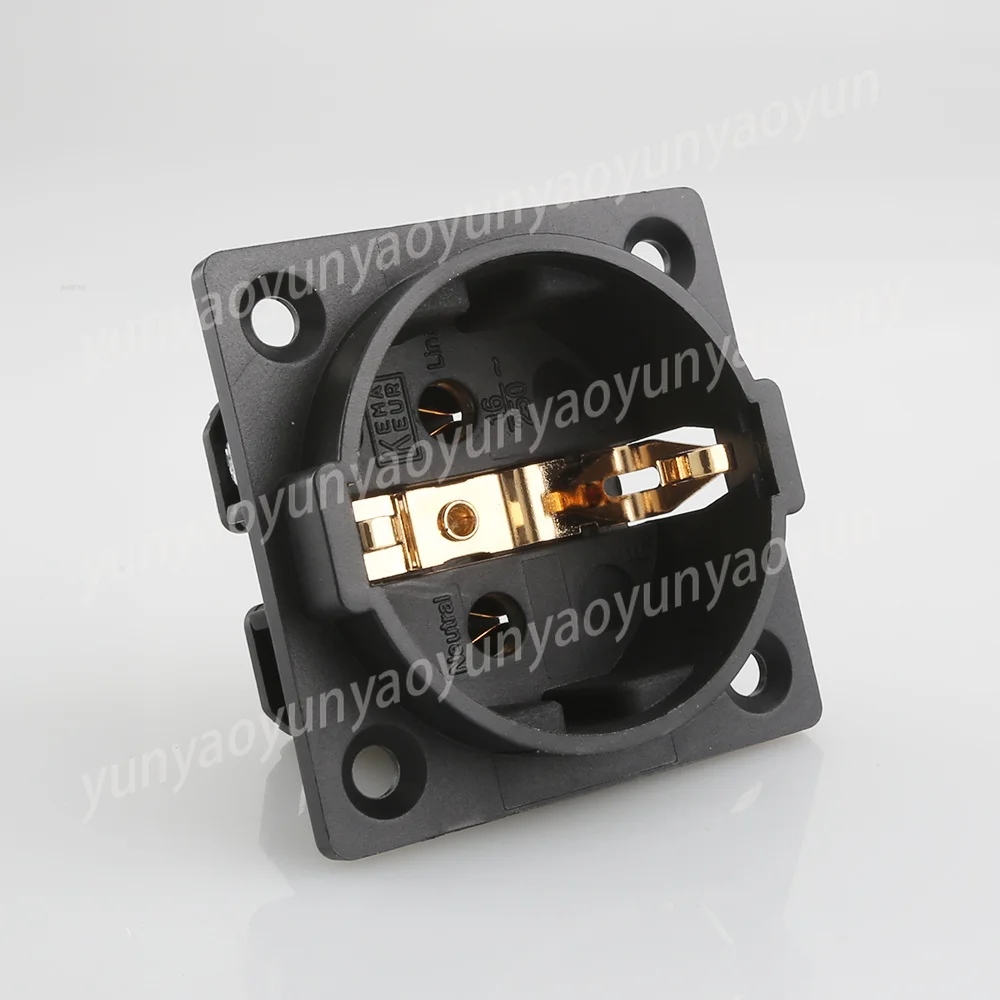 AE03G Rhodium Gold Plated EU Schuko Socket AC 250V 16A Power Outlet Plug Inlet Adapter