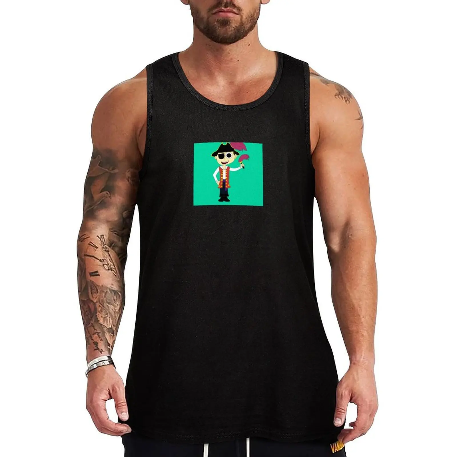 Captain Feathersword The Friendly Pirate Tank Top Geometric Print Tank Top Modern Graphic Sleeveless