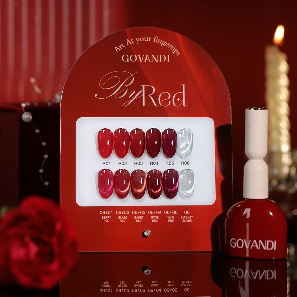 High-end Christmas Gift Fall Winter Red Gel Nail Polish Set With Color Card Korean Style Gel Kit Nail UV LED Varnishes Nail Art