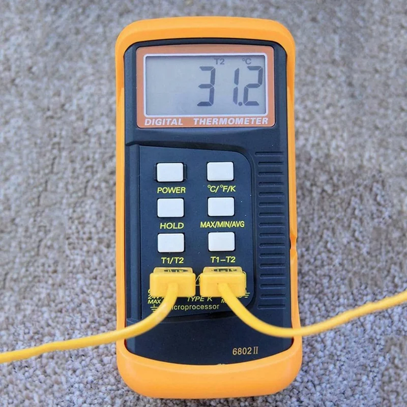 Digital K Type Thermocouple Thermometer(-50-1300°C) Dual Channel 2 Thermometer Pipe Clamp And 2 Sensor Probes