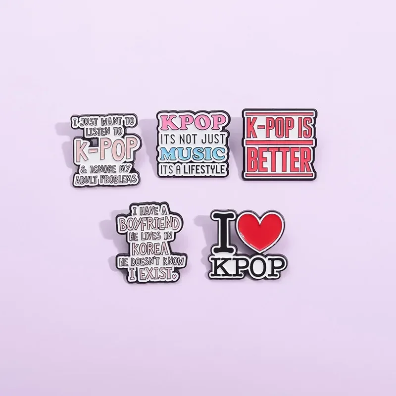 I Love Kpop Music Enamel Pins Kpop Music Is A Lifestyle Brooches Backpack Lapel Badge Jewelry Gifts For Fans Friends Wholesale