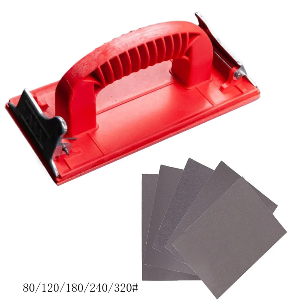 มือ Sander กระดาษทรายผู้ถือ 6PCS 80/120/180/240/320 กรวดบดภาษาโปลิชคําเครื่องมือคลิปโลหะพลาสติก/โฟมปฏิบัติ