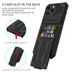 ShockProof Armor Case For iPhone 15 14 Pro Max Plus 13 12 11 Pro XS Max XR 8 Plus Anti Shock KickStand Bracket Card Slot Case