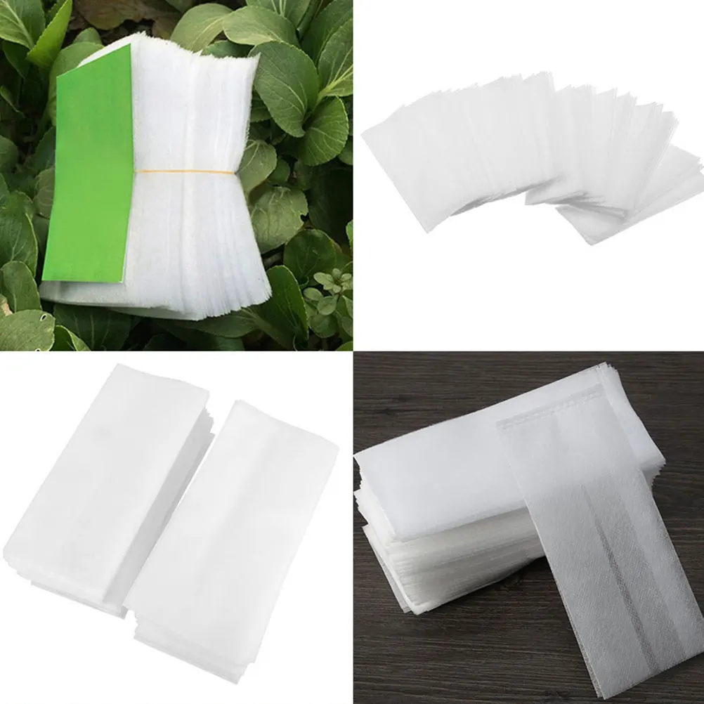 

200Pcs Nursery Bags Eco-Friendly Biodegradable Non-Woven Breathable Plant Grow Bags Garden Use White Size 3 Size 4 Plants Pouch