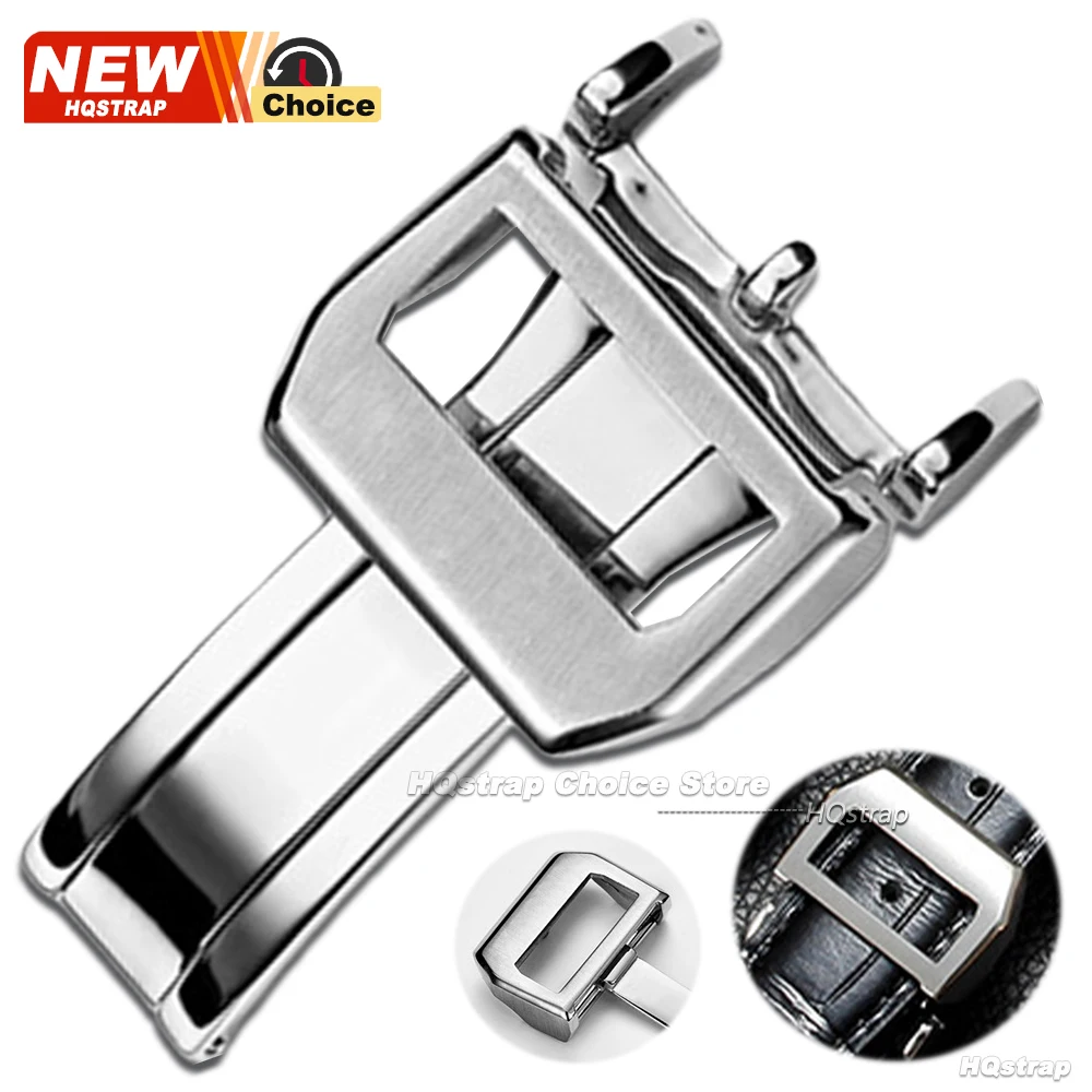 18mm Stainless Steel Folding Buckle for IWC Pilot Watch Strap Clasp Watches Accessories Leather Watchband Button Silver