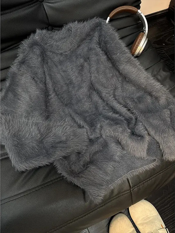 

Cleanfit Water Rabbit Fur Sweater Couple Autumn Winter American High Sense Inner Korean Lazy Casual Sle Pluie Sweater
