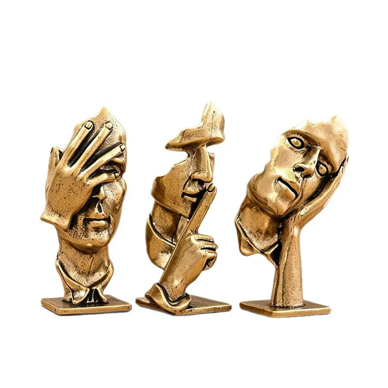 3/1Pcs Brass Abstract Face Sculpture Desktop Decoration Modern Art Statue European Style Figurine Home Office Decor Ornaments