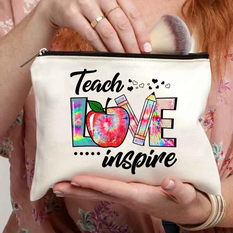 

Teacher Survival Kit Makeup Make Up Bag Pencil Case Women Canvas Cosmetic Bag Zip Pouch Back To School Teachers' Day Best Gift
