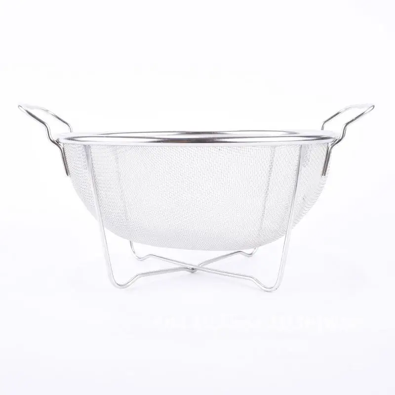 

Stainless Steel Fine Hole Storage Basket Multi-Functional Kitchen Drain Basket Binaural Reinforced Rice Washing Fruit Basket