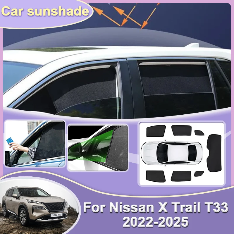 

Car Mesh Coverage Sunshades For Nissan X Trail T33 Sunshade 2022 2023 2024 2025 Sunscreen Window Magnetic Sun Visor Accessories