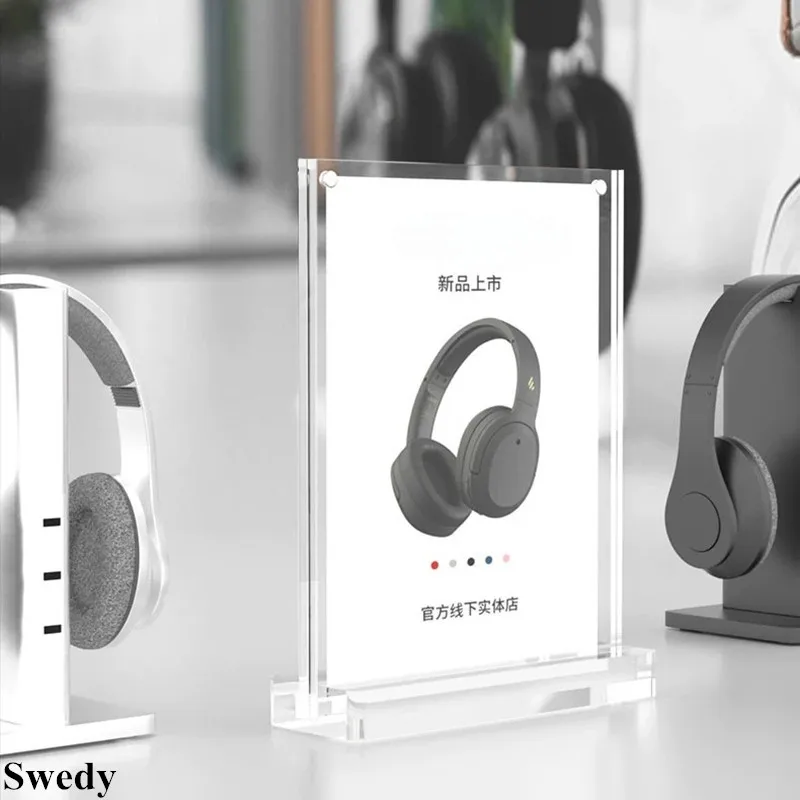 A6 100x150mm Double Magnetic Restaurant Menu Paper Memo Message Frame Price Label Tags Acrylic Sign Holder Display Stand