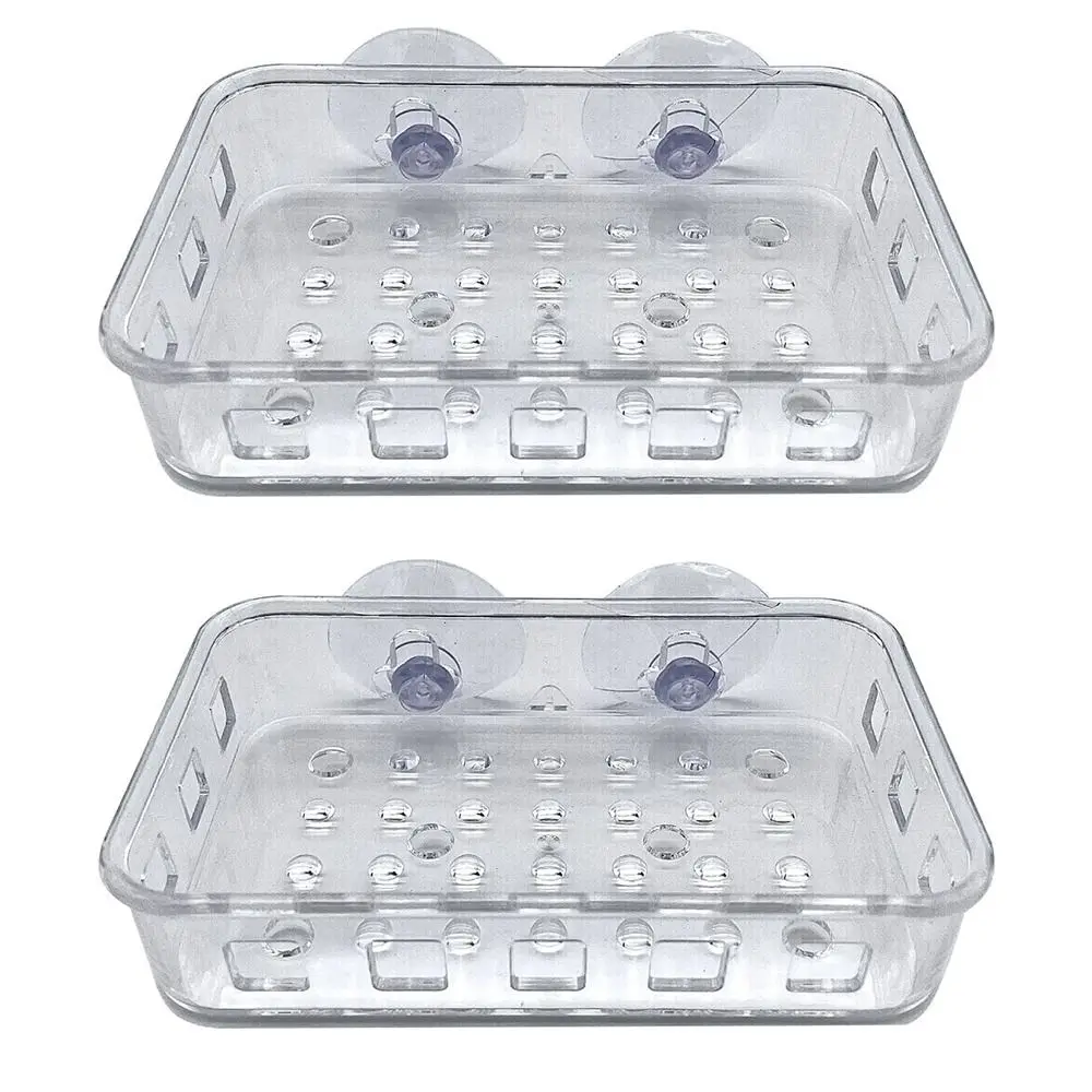 2 Pcs New Transparent Soap Dishes Strong Bearing Capacity NO-Drilling Suction Soap Dish PS Suction Soap Holder Kitchen