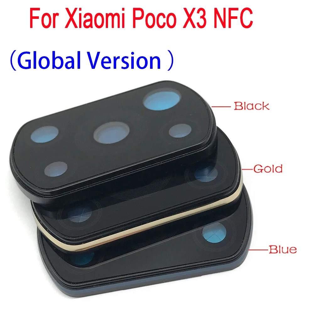 NEW Rear Back Camera Glass Lens For Xiaomi POCO X3 NFC Global Version Camera Glass With Cover Frame Holder With Glue Adhesive