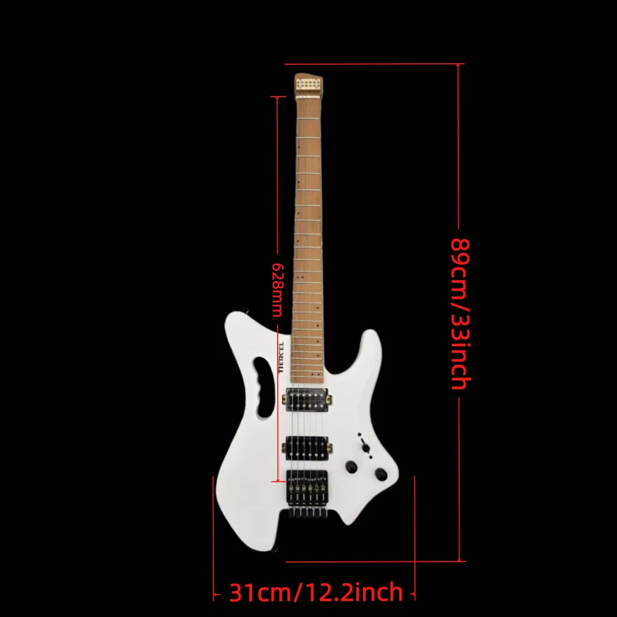 High end headless electric guitar six string white lightweight